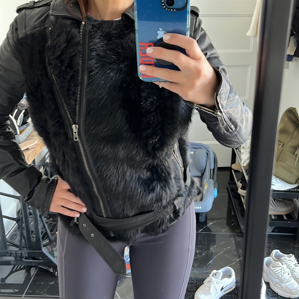 Muubba real leather coat with fur